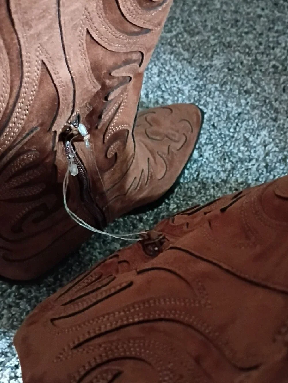 Women's Tan Suede Western Heeled Boots - Picture 7 of 7